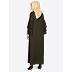 Pearl beaded abaya with Bell sleeves- Olive Green